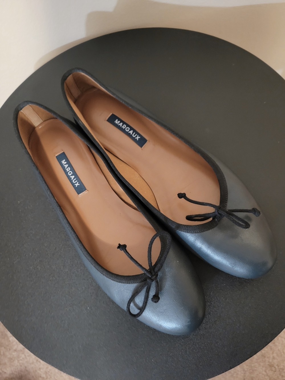 Margaux Navy Nappa Leather Ballet Flats EU 39.5 US 8/8.5/9